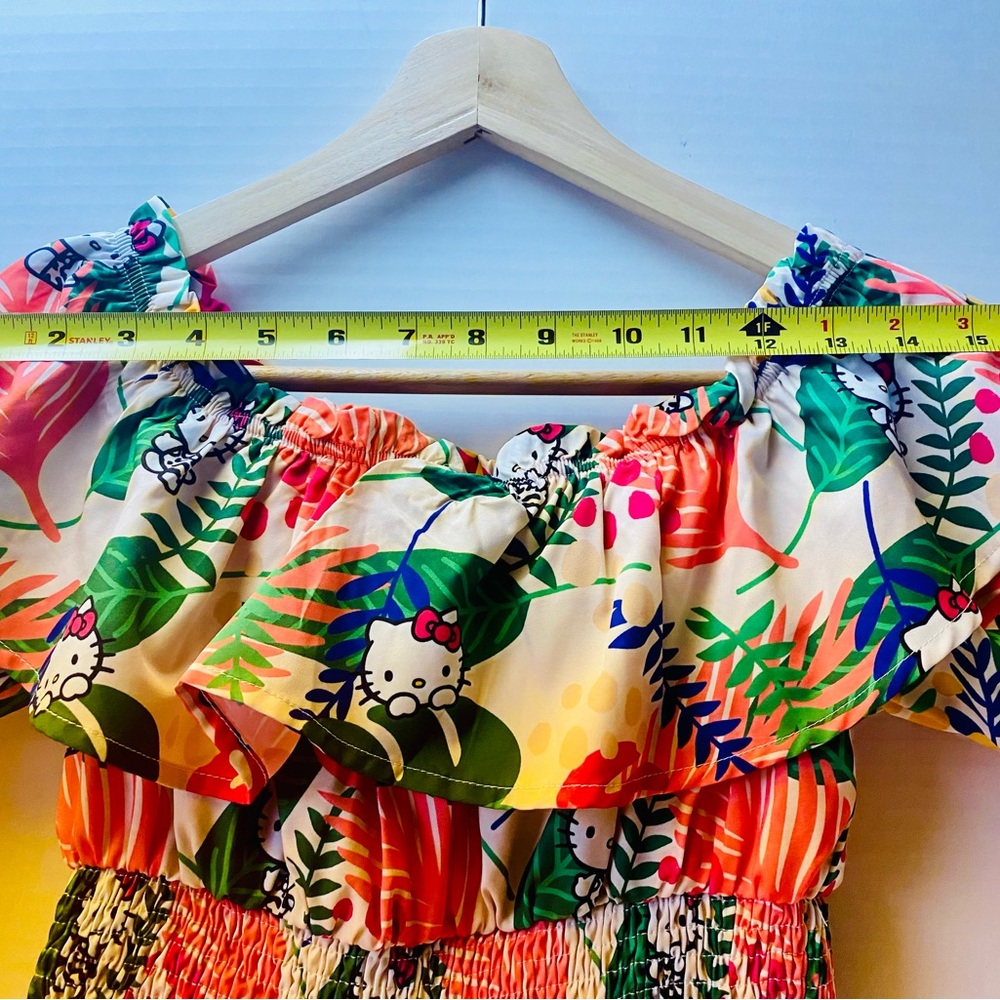 Hello Kitty and Friends Girls Off Shoulder Tropical Print Dress 9Y SHEIN X - Picture 11 of 16
